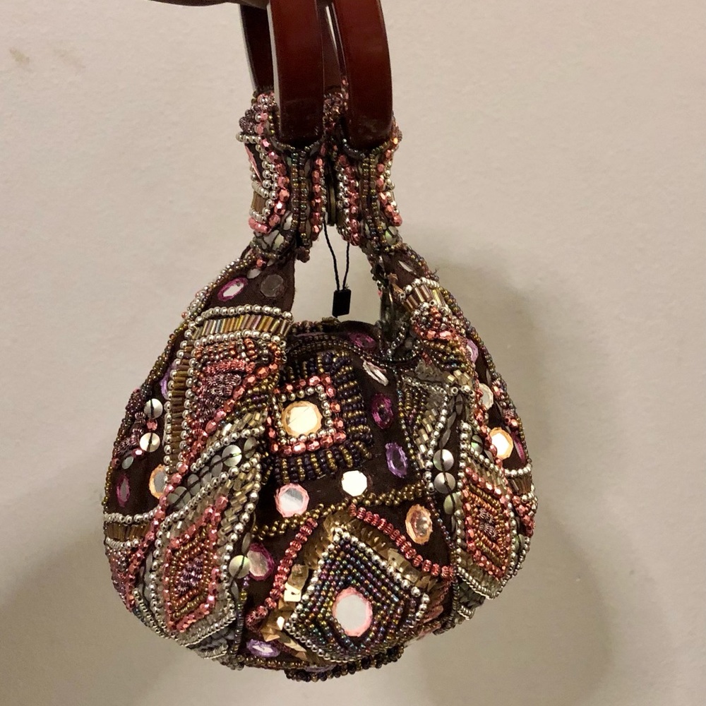 Trading Bamboo Brown Stone and Studded Bangle Hand Bag